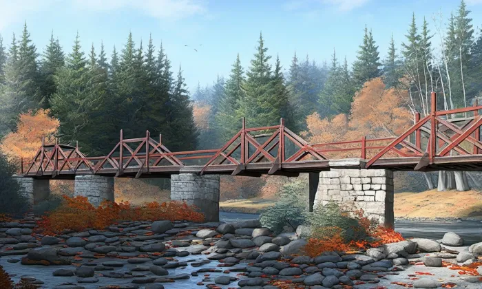 hradlový most v Modravě – podzim