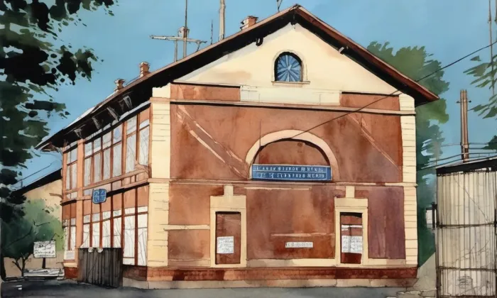 Jistebník (nádraží) – akvarel