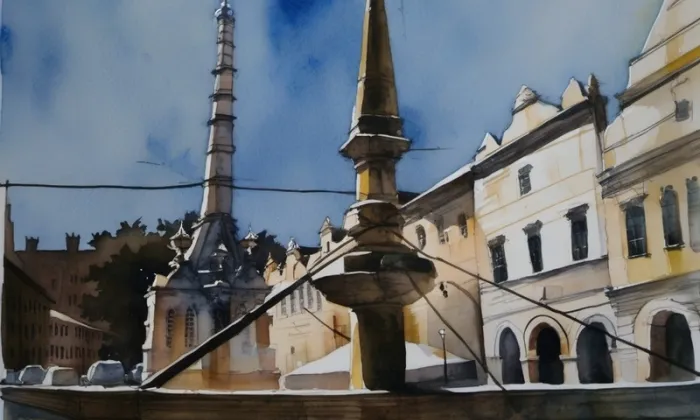 Jordanova kašna – akvarel