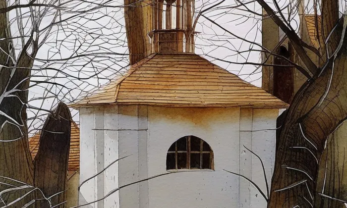 Kaplička (Kostelní Bříza) – akvarel