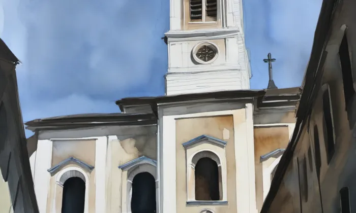 Kostel Narození Panny Marie (Trutnov) – akvarel