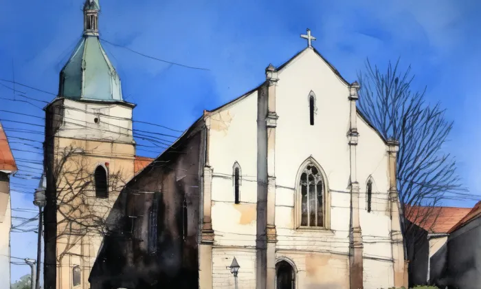 Kostel svatého Jakuba Většího (Srbeč) – akvarel