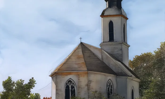 kostel svatého Prokopa (Budiměřice) – akvarel
