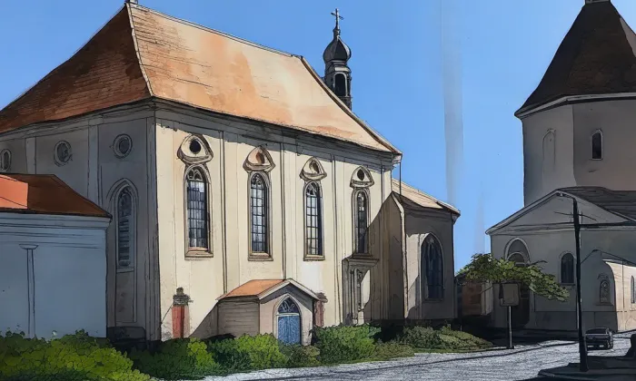 Kostel svatého Václava – akvarel