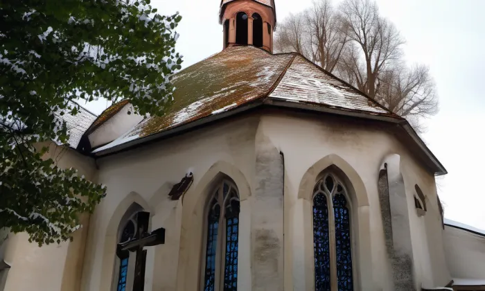Kostel svatého Vavřince (Černovičky) – zima