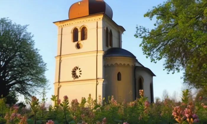 Kostel svatého Vavřince (Strašice) – jaro