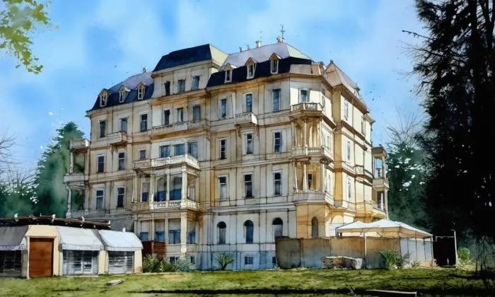 lázeňský dům Imperiál – akvarel