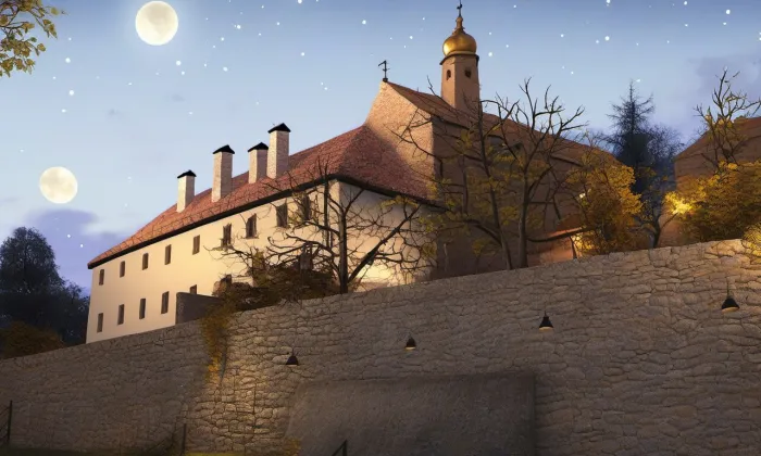 městské opevnění Mělníka – noc