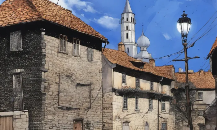 Městské opevnění v Českém Krumlově – noc