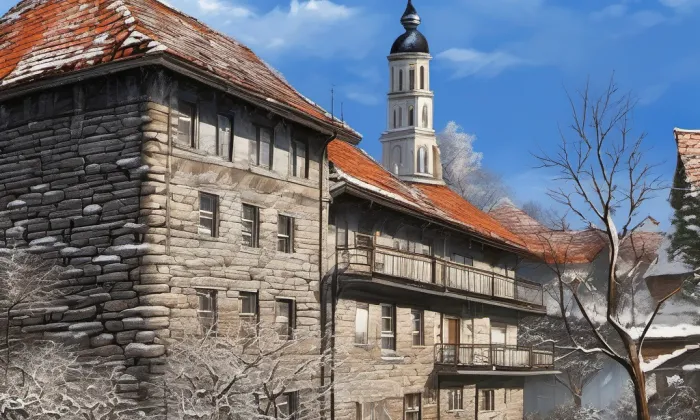 Městské opevnění v Českém Krumlově – zima