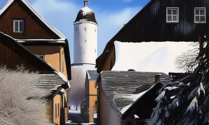 Městské opevnění v Domažlicích – zima