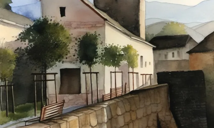 městské opevnění v Jihlavě – akvarel