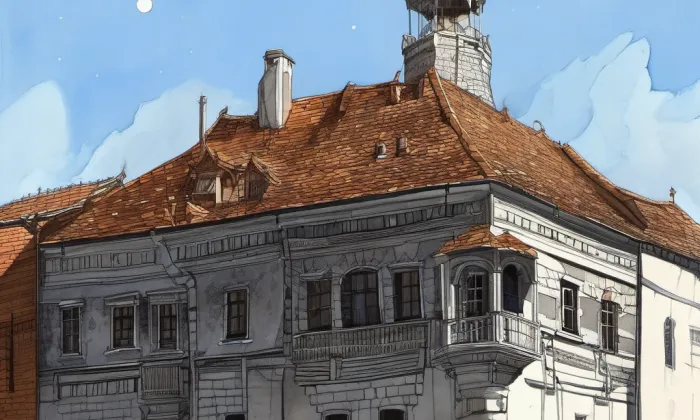 Malovaný dům v Třebíči – noc