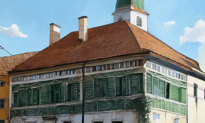Malovaný dům v Třebíči – léto
