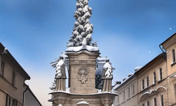mariánský morový sloup v Kutné Hoře – zima