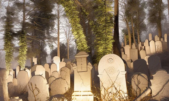 Nový židovský hřbitov v Hostouni – noc