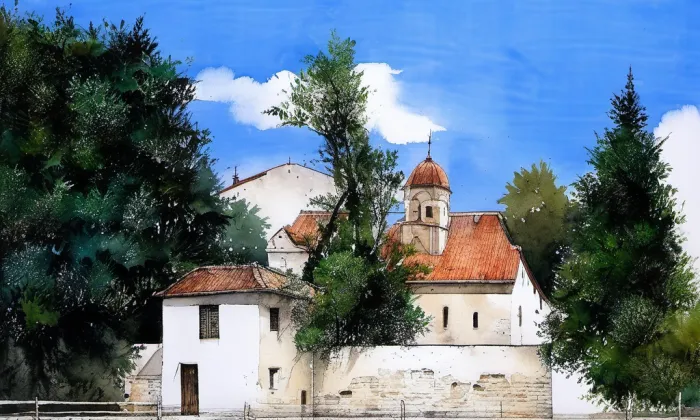 Opevnění Českých Budějovic – akvarel