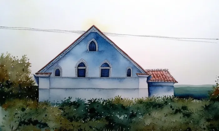 Ostrov u Bezdružic – akvarel