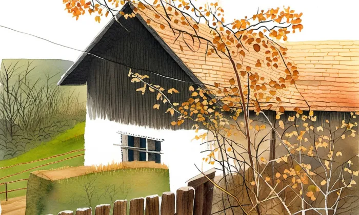 Pěšice (hradiště) – akvarel