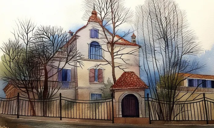 Püschnerova vila – akvarel
