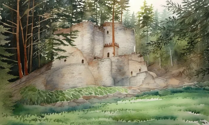 Pařez – akvarel