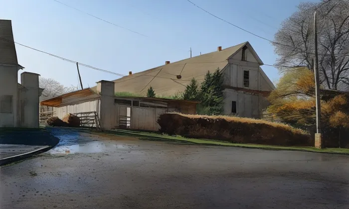 Panský dvůr, Vinoř – akvarel