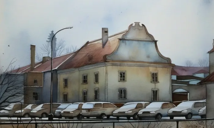 Panský pivovar – akvarel