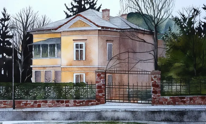 Pelléova vila (Dobřichovice) – akvarel