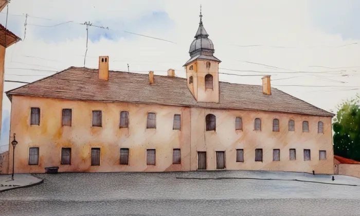 Piaristické gymnázium, muzeum – akvarel