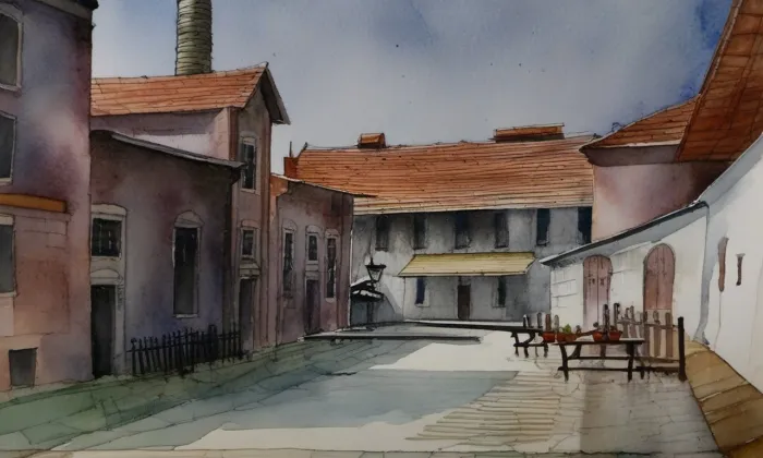 Pivovar Dalešice – akvarel