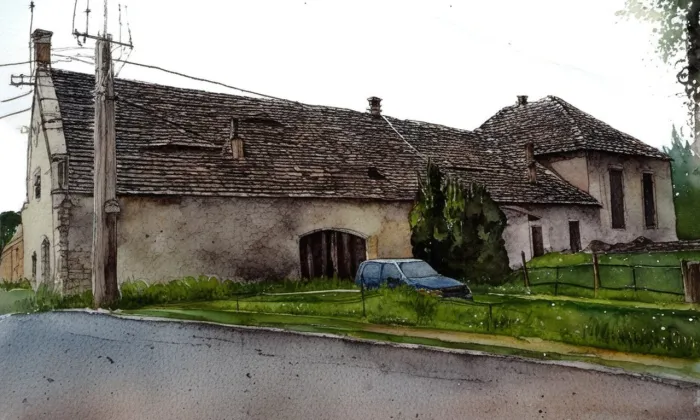 pivovar Zvíkovec – akvarel