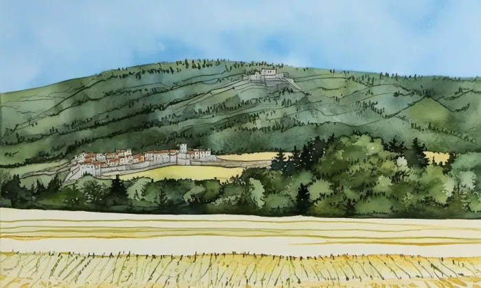 Plešivec – akvarel