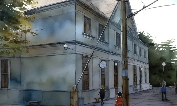 Plzeň zastávka – akvarel