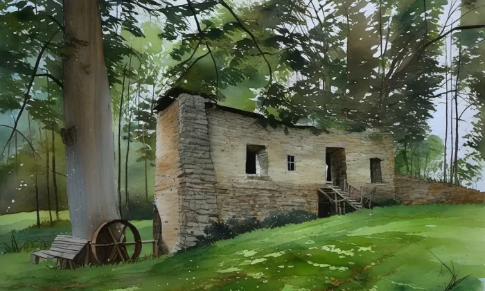 Podhrázský mlýn – akvarel