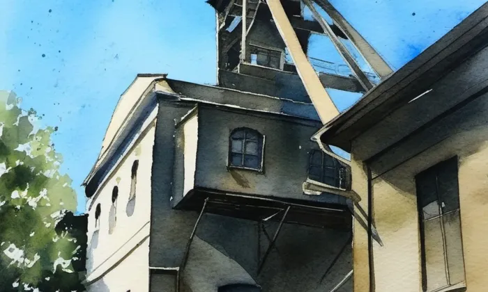 Podkrušnohorské technické muzeum Most – akvarel