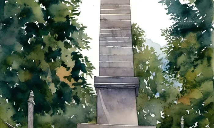 pomník bitvy roku 1813 (Přestanov) – akvarel