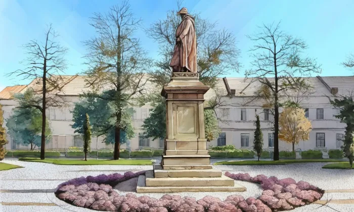 Pomník Jana Žižky v Čáslavi – akvarel