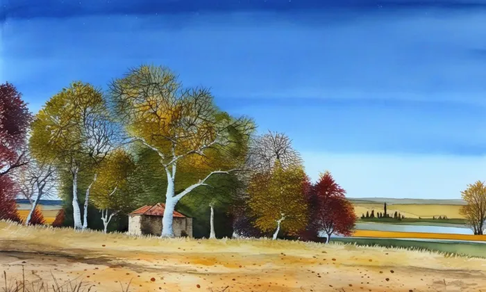 Prohořský hrádek – akvarel