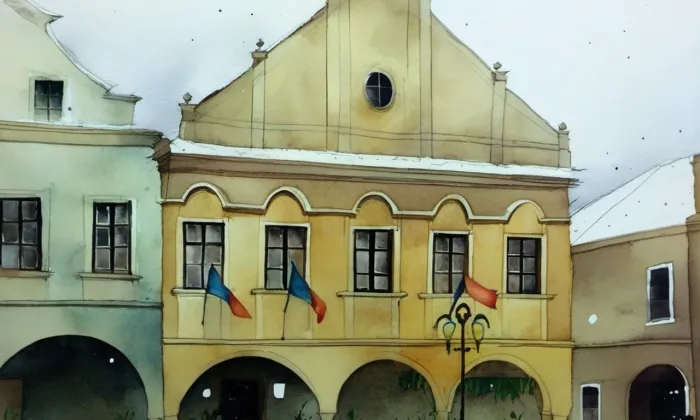 Radnice (Pelhřimov) – akvarel