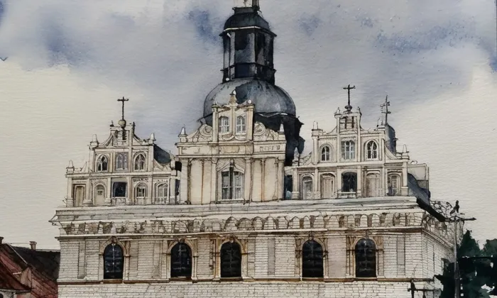 Radnice (Stříbro) – akvarel
