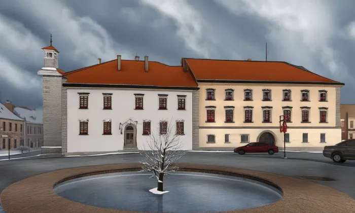 radnice ve Slavkově u Brna – zima