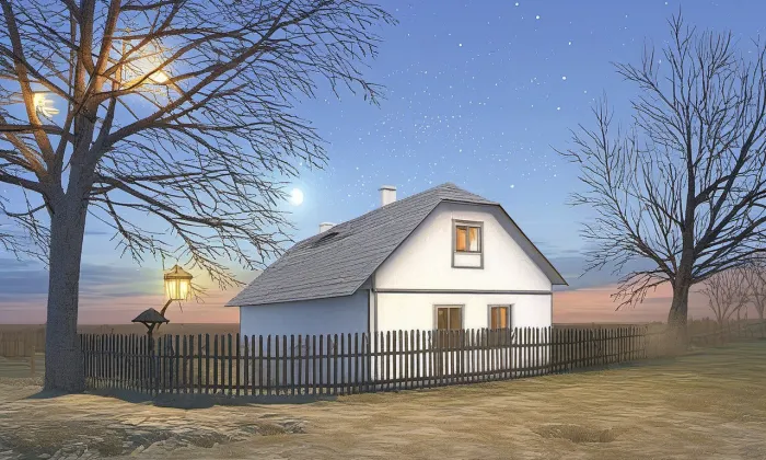 Rodný dům Václava Veverky – noc