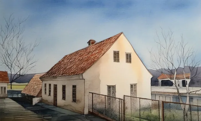 Rodný domek Karla Jaromíra Erbena – akvarel