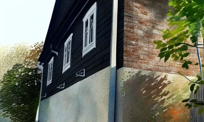 Roubený dům čp. 305 – akvarel