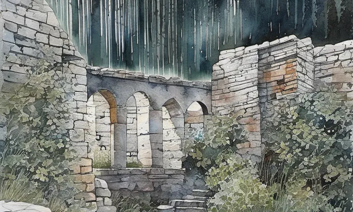 Skály (hrad, okres Žďár nad Sázavou) – akvarel