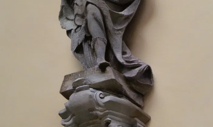 Socha Karla IV. (Karlovy Vary, 1739) – akvarel
