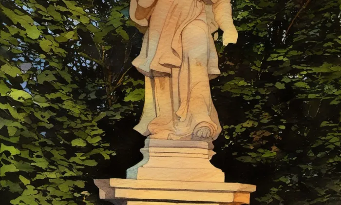 Socha svatého Jana Nepomuckého (Černilov) – akvarel