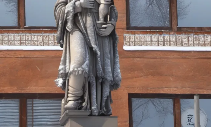 Socha svatého Jana Nepomuckého (Přeštice) – zima