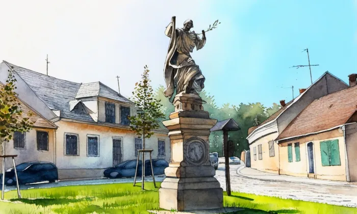 Socha svatého Vavřince (Heřmanův Městec) – akvarel