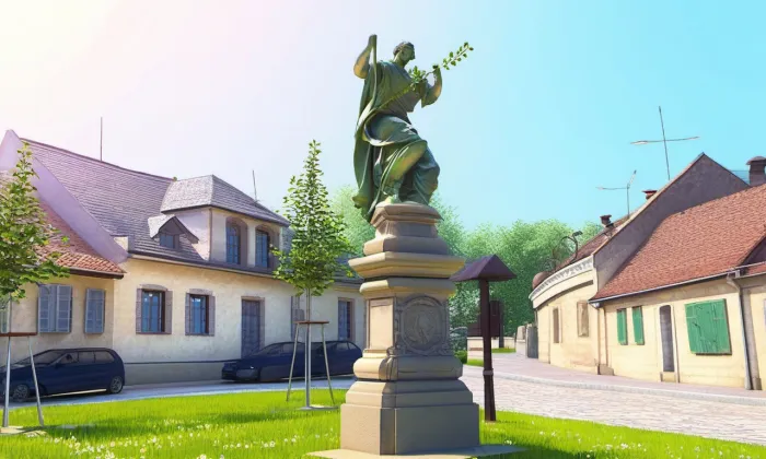 Socha svatého Vavřince (Heřmanův Městec) – jaro